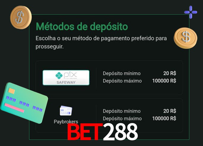 O cassino BET288 oferece uma grande variedade de métodos de pagamento